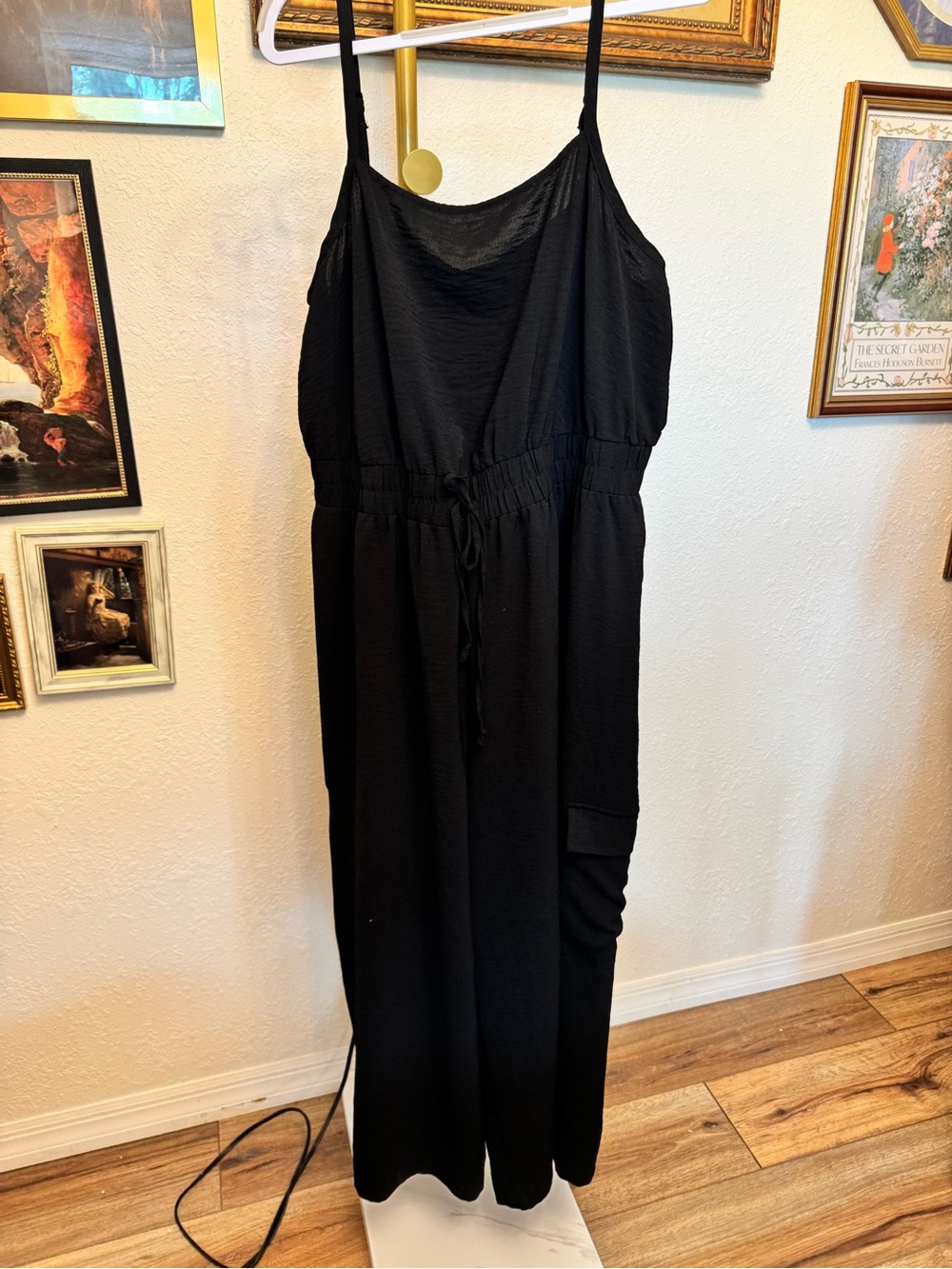 Inspired Hearts Black Sleeveless Drawstring Jumpsuit 2X